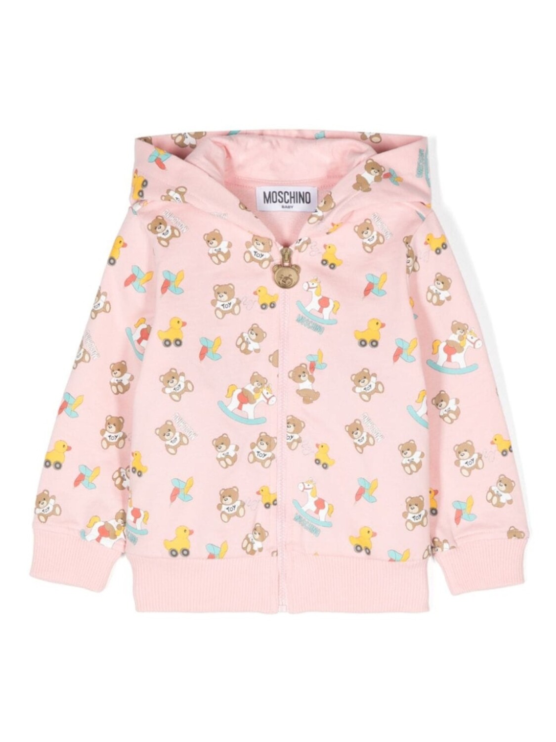 

Толстовка на молнии с принтом Teddy Bear Moschino Kids, розовый