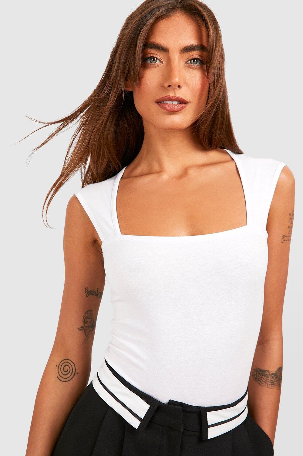 

Хлопковое боди с крышками Boohoo, белый