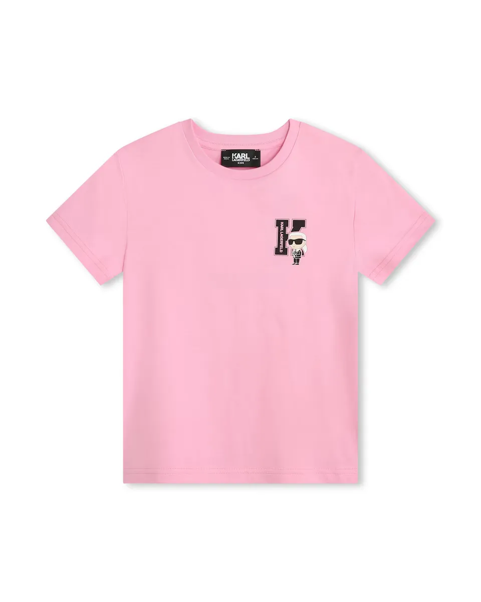 

Хлопковая футболка для мальчика с рисунком на спине Karl Lagerfeld Kids, розовый