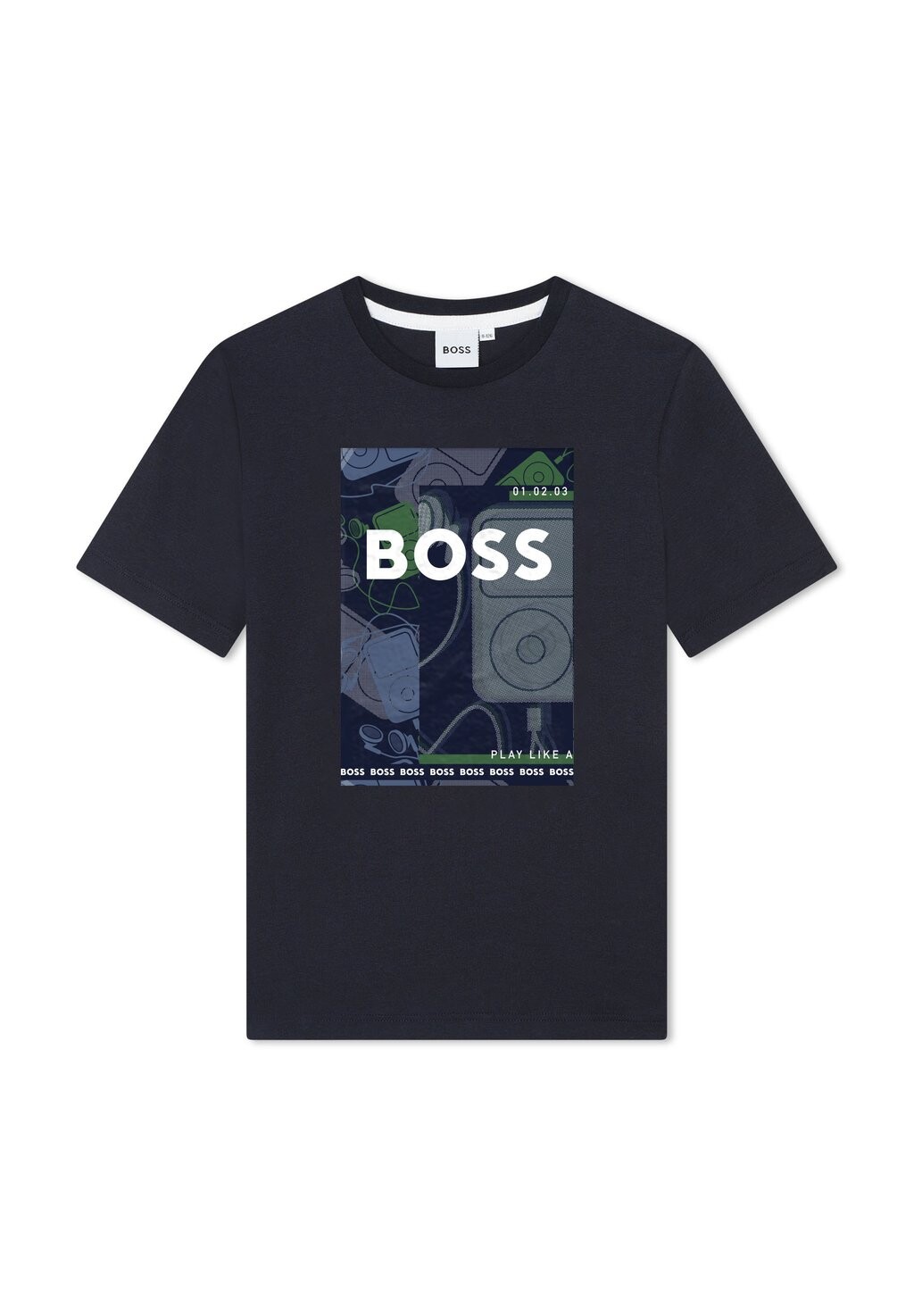

Футболка с принтом SHORT SLEEVES BOSS Kidswear, цвет navy