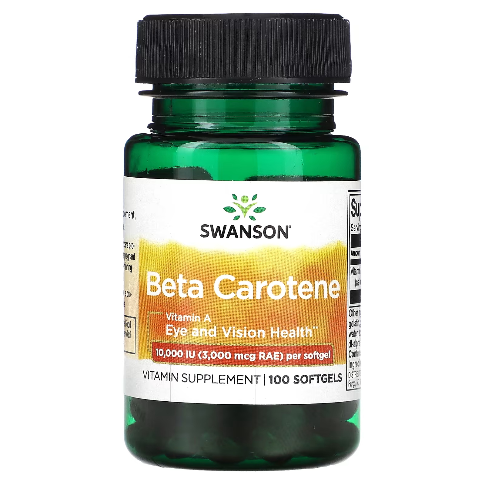 Бета-каротин Swanson 10 000 МЕ, 100 мягких таблеток source naturals бета каротин 25 000 ме 250 мягких таблеток