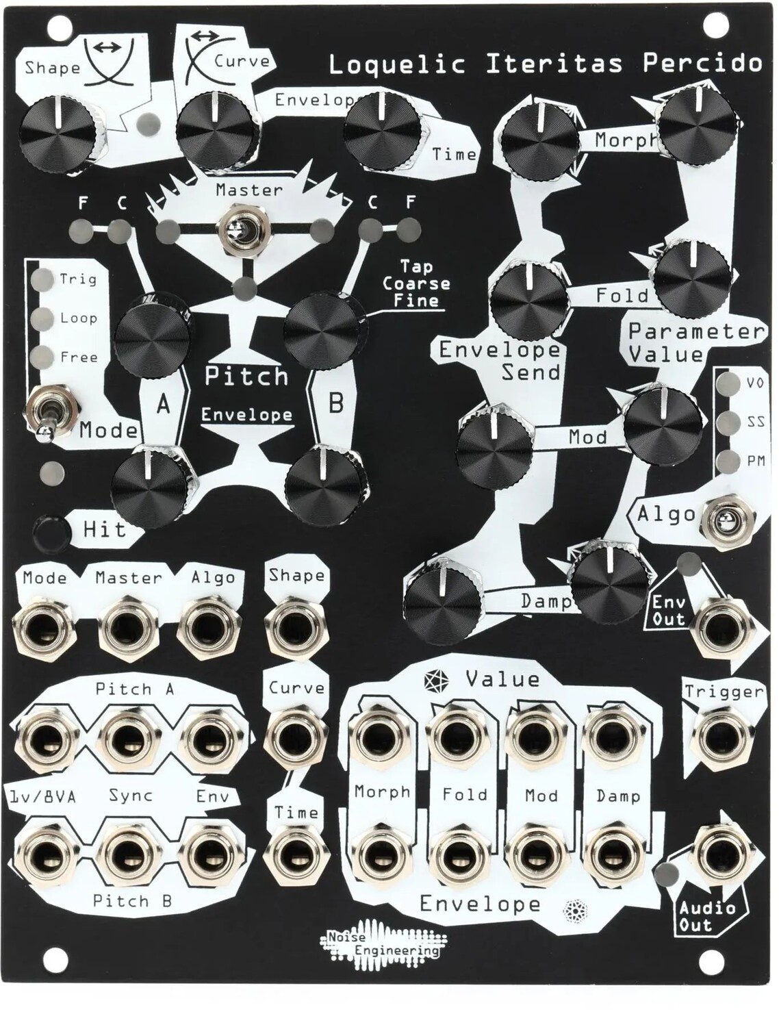 

Шумотехника Loquelic Iteritas Percido Многомодовый цифровой VCO и модуль Eurorack Trigger Envelope - черный