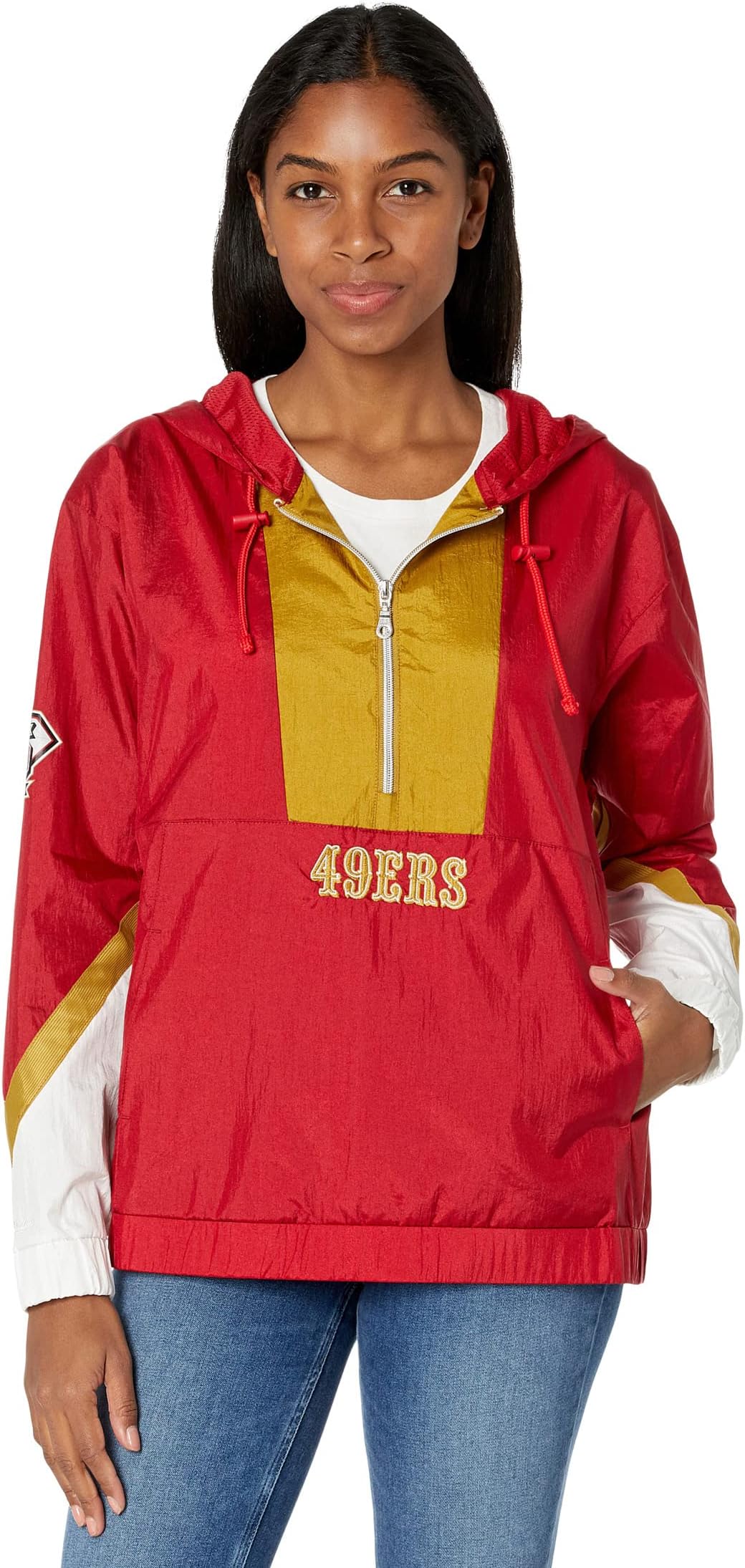 

Куртка Mitchell & Ness NFL 1/2 Zip Windbreaker 2.0 49ers, белый