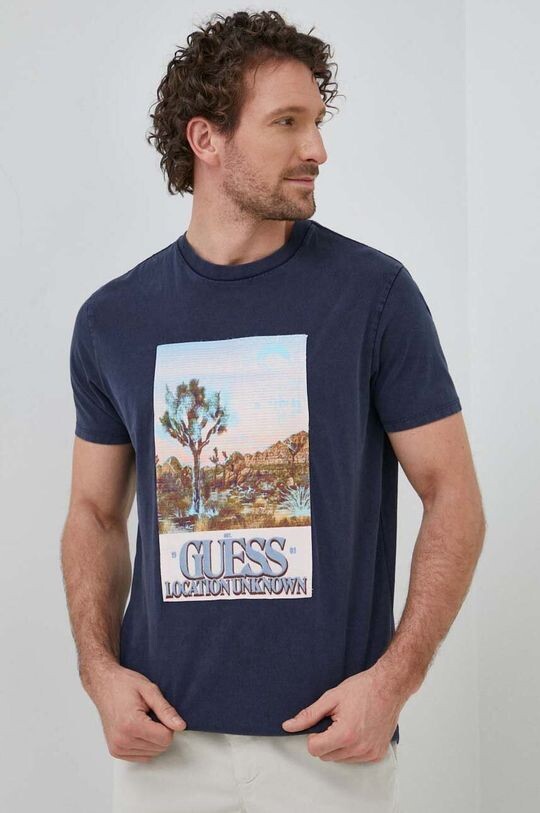 

Футболка из хлопка Guess, темно-синий