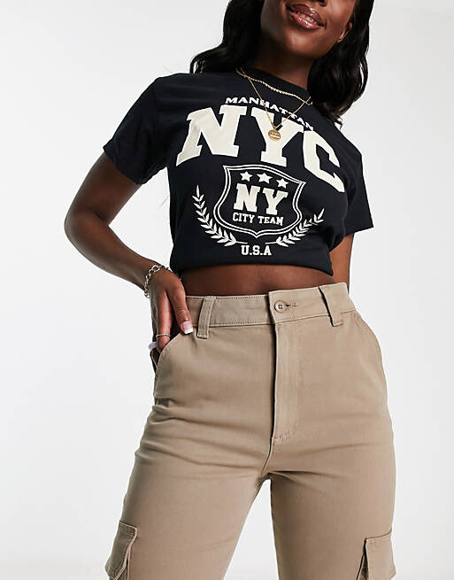 

Узкие брюки-карго с карманами ASOS DESIGN песочного цвета, Бежевый