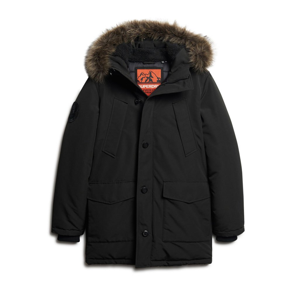 Парка Superdry Everest Faux Fur, черный парка orolay windproof faux fur hooded черный