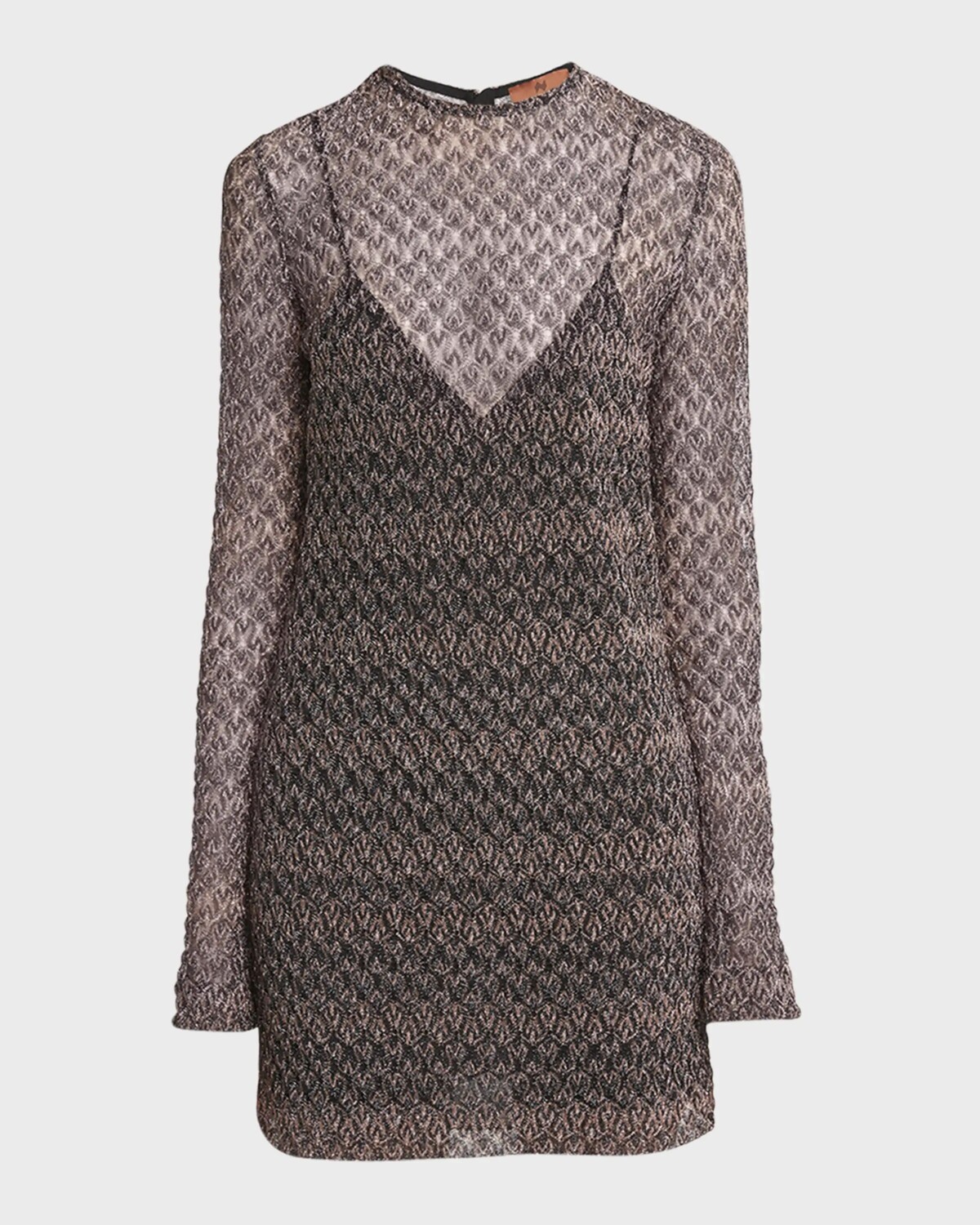 

Прозрачное трикотажное короткое платье Missoni, цвет Black And Bron