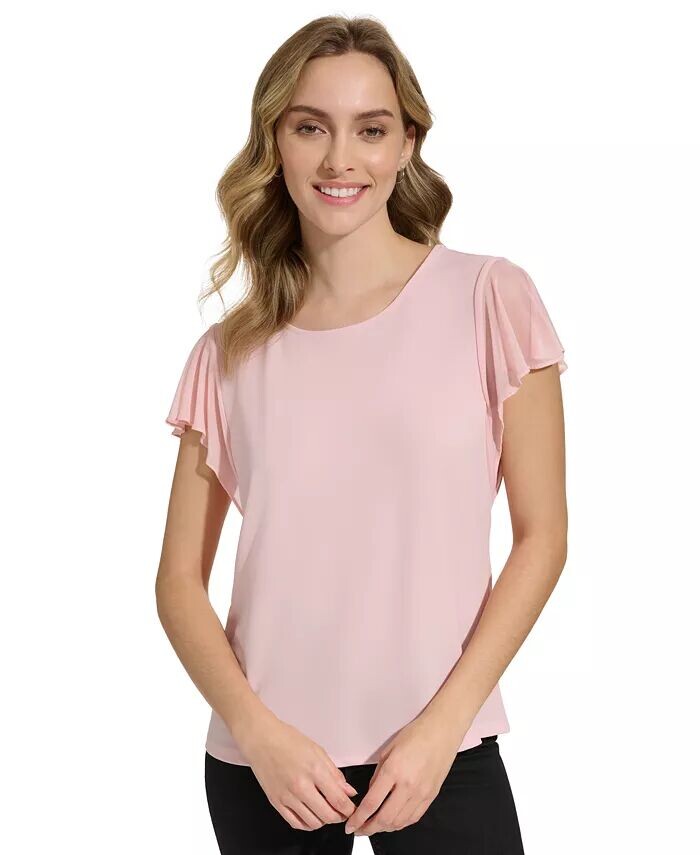 

Женский топ с сетчатыми рукавами Calvin Klein, розовый
