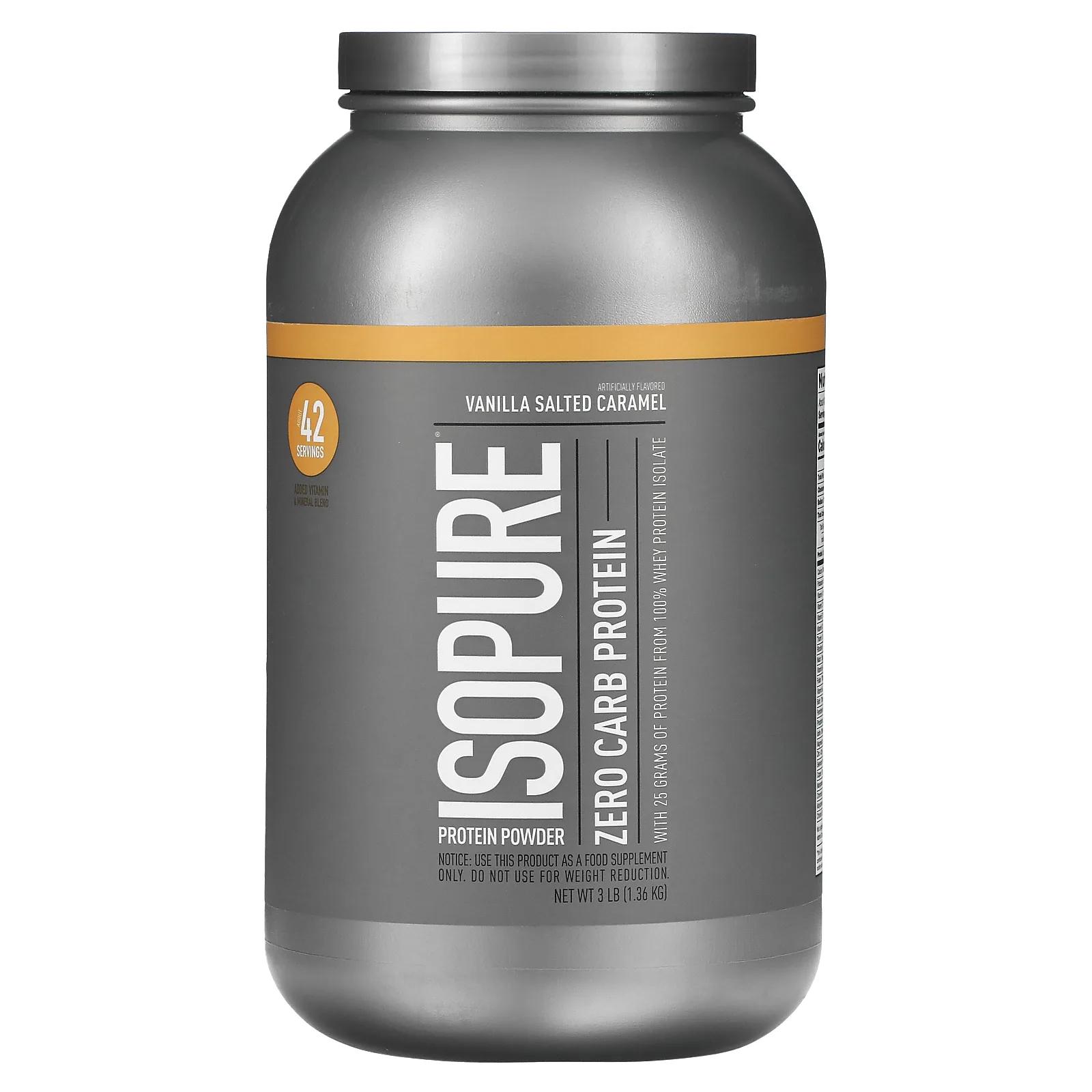 Nature's Best IsoPure IsoPure протеиновый порошок ноль углеводов ваниль соль карамель 3 ф. (1,36 кг) isopure протеиновый порошок с низким содержанием углеводов таитянская ваниль 454 г 1 фунт