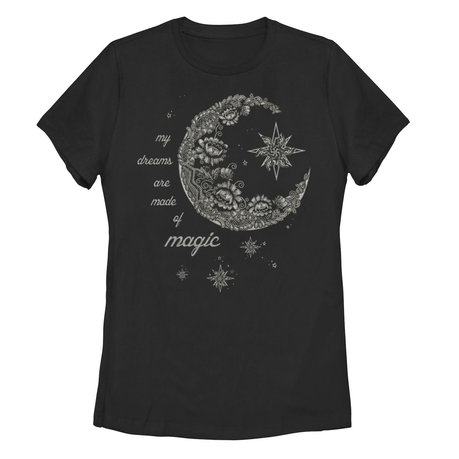Детская футболка с рисунком «Лунный цветок» и галактическим рисунком, черный