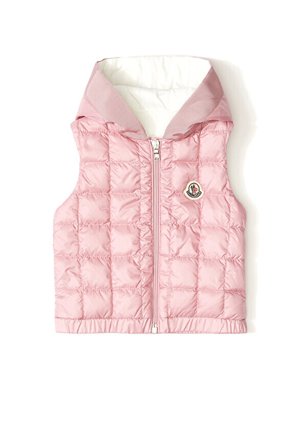 

Розовый пуховый жилет с капюшоном для девочек Moncler