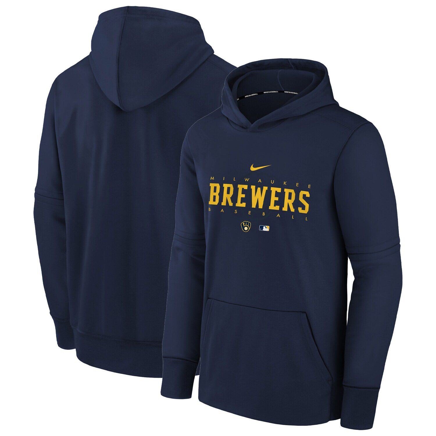 

Молодежный пуловер с капюшоном Nike Navy Milwaukee Brewers Pregame Performance Nike