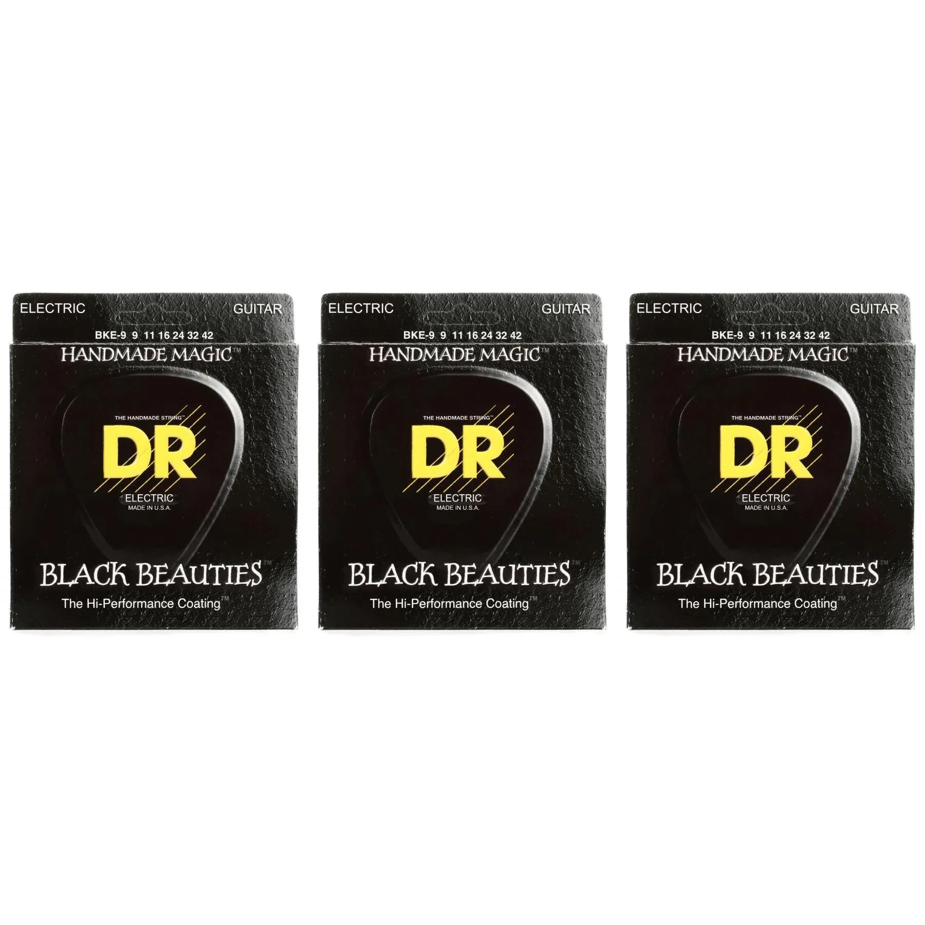 

Струны для электрогитары DR Strings BKE-9 Black Beauties K3 с покрытием — .009-.042 Light (3 шт.)