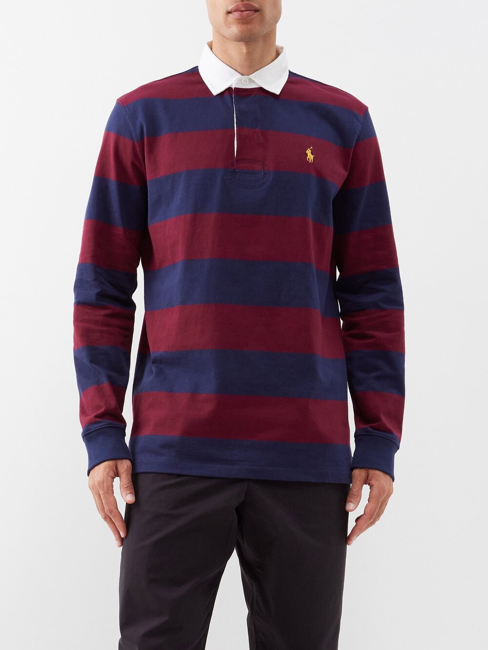 

Полосатая рубашка для регби из хлопкового джерси Polo Ralph Lauren, синий