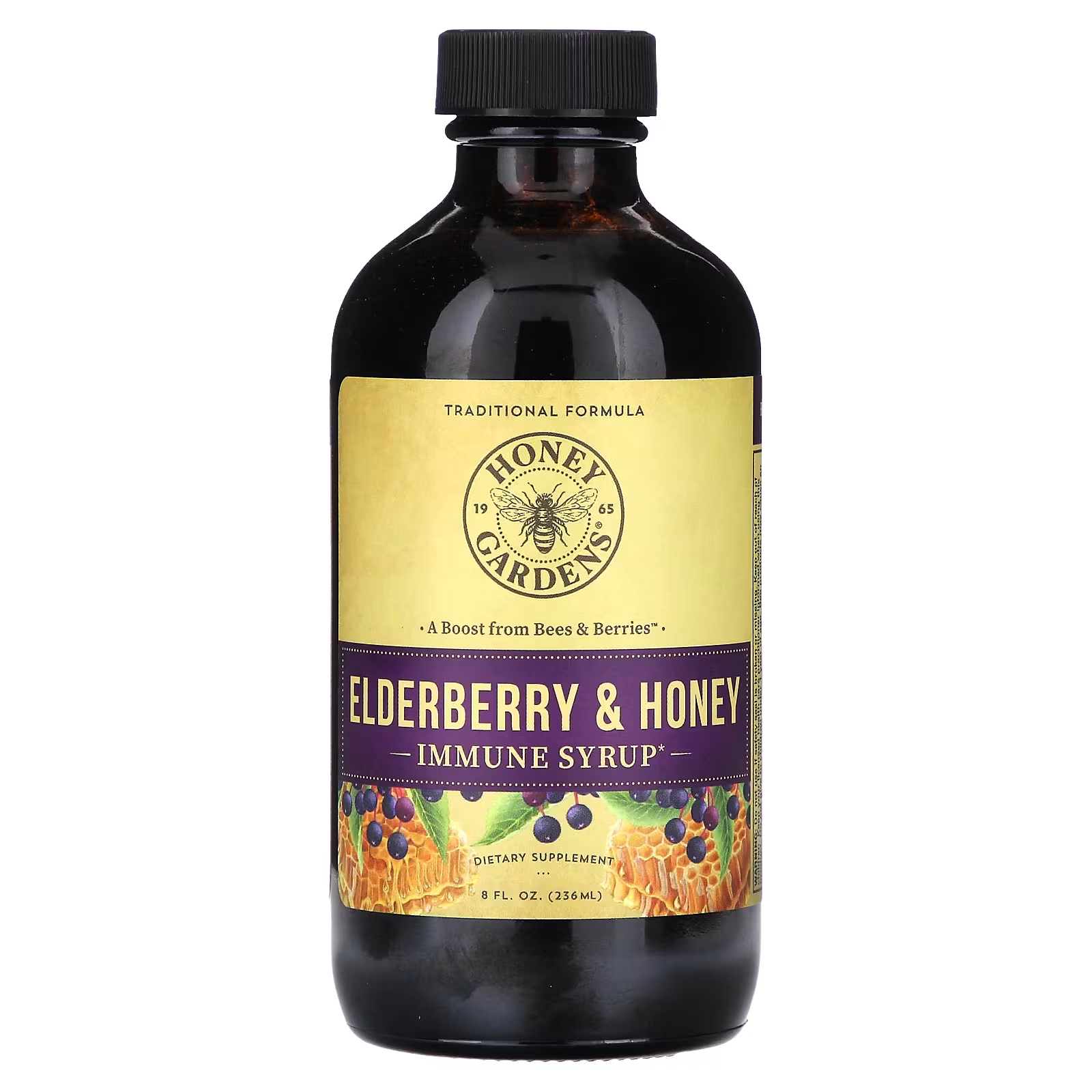 Иммунный сироп Honey Gardens с бузиной и медом, 236 мл