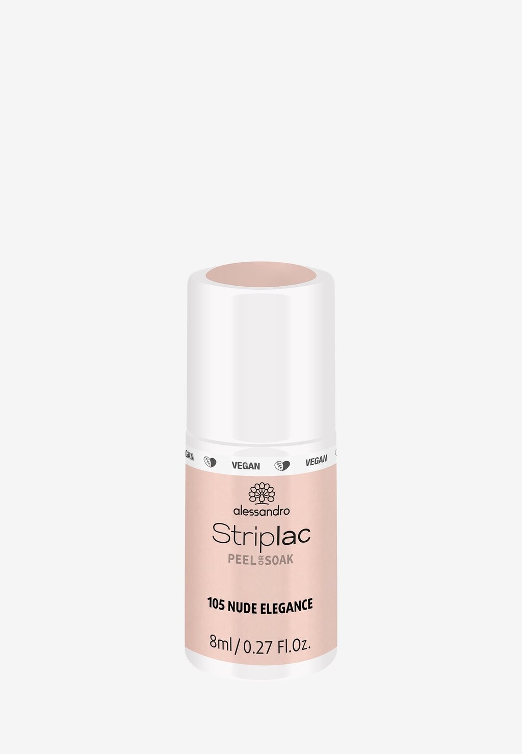 

Лак для ногтей Striplac Peel Or Soak Baby Pink Vegan alessandro, цвет nude elegance, Серый