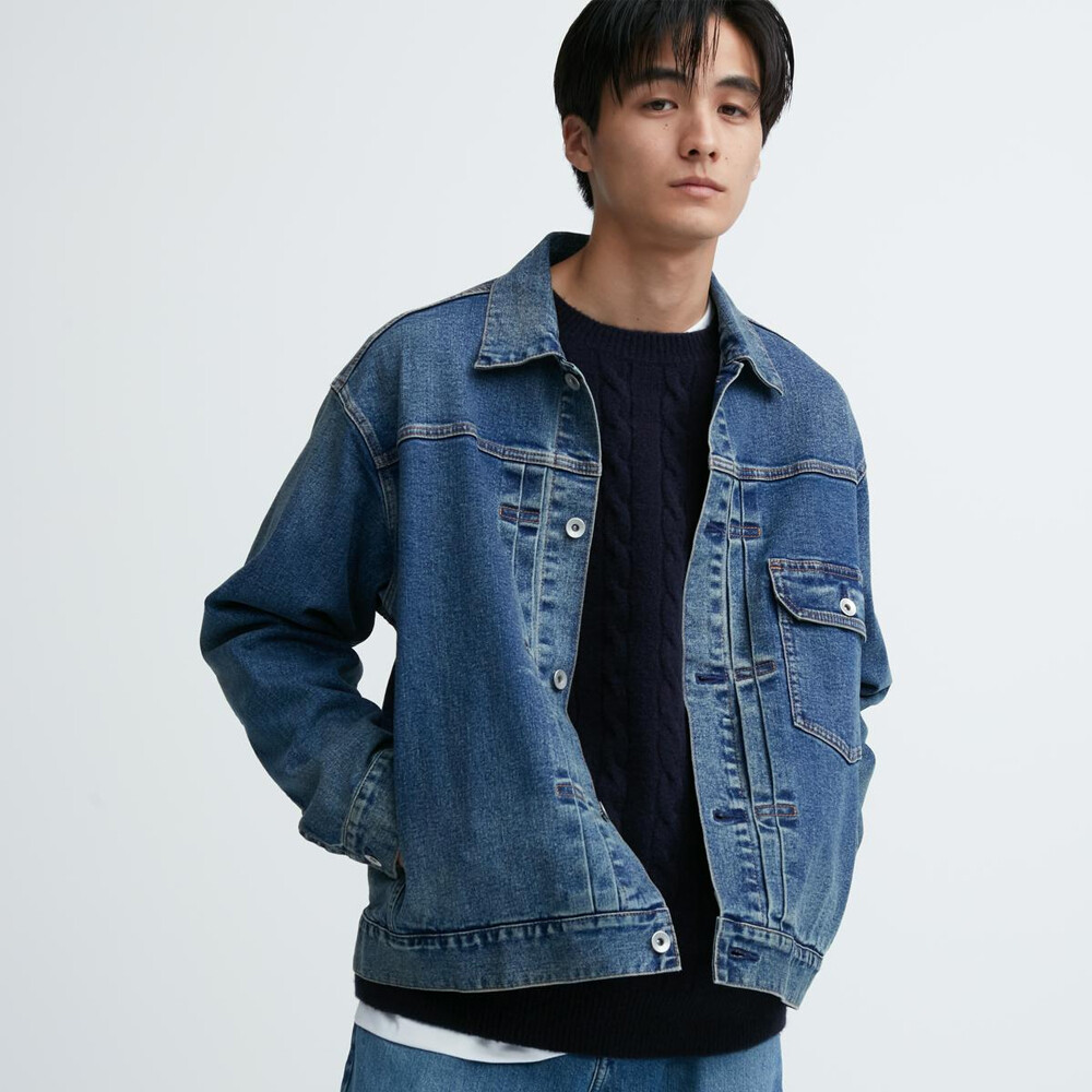 

Предпродажа джинсовая куртка Uniqlo для мужчин/женщин/пар, повседневная куртка из стираных продуктов