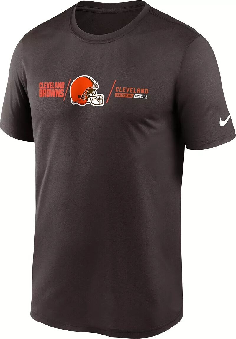 

Мужская коричневая футболка с горизонтальной застежкой Nike Cleveland Browns