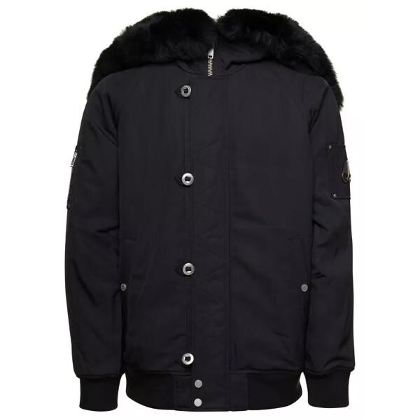 

Куртка zipped all the way jacket with logo patch in Moose Knuckles, черный