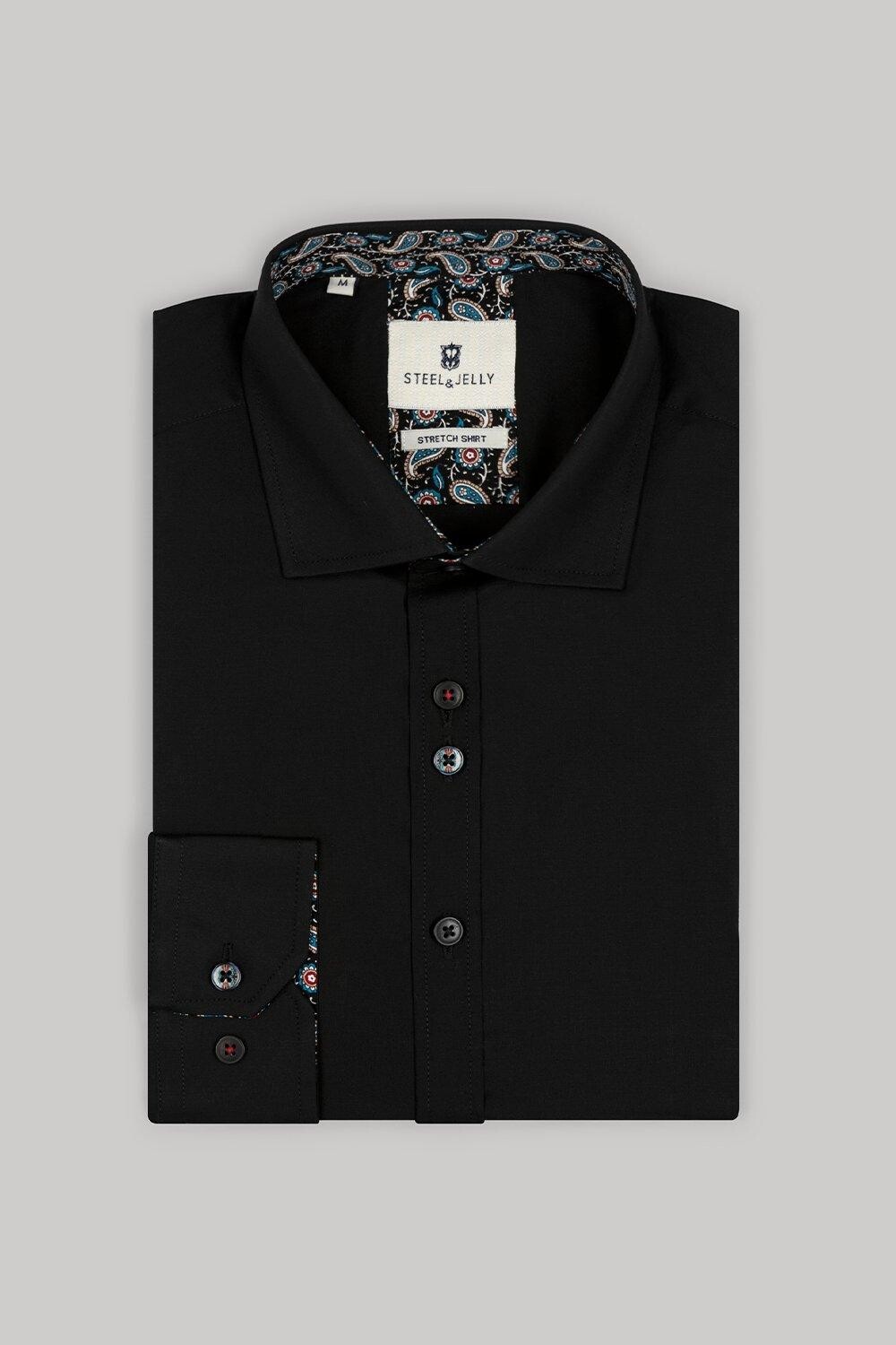 

Рубашка Slim Fit с длинными рукавами и двойной пуговицей Steel & Jelly, черный