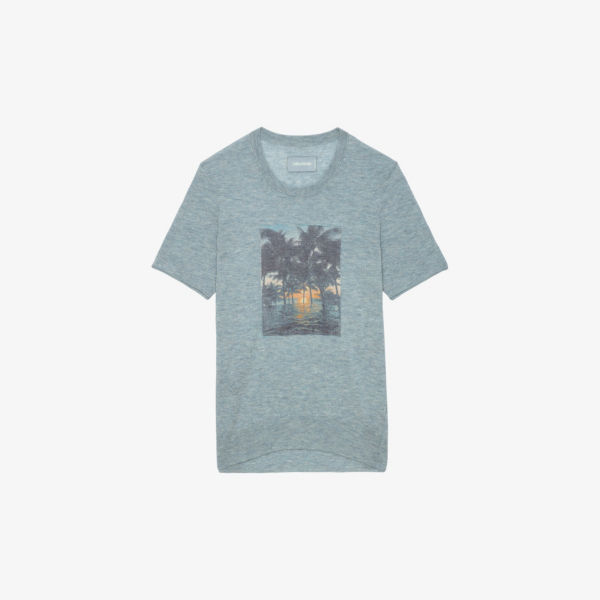 Хлопковая футболка свободного кроя ida с графическим принтом Zadig&Voltaire, цвет nuage