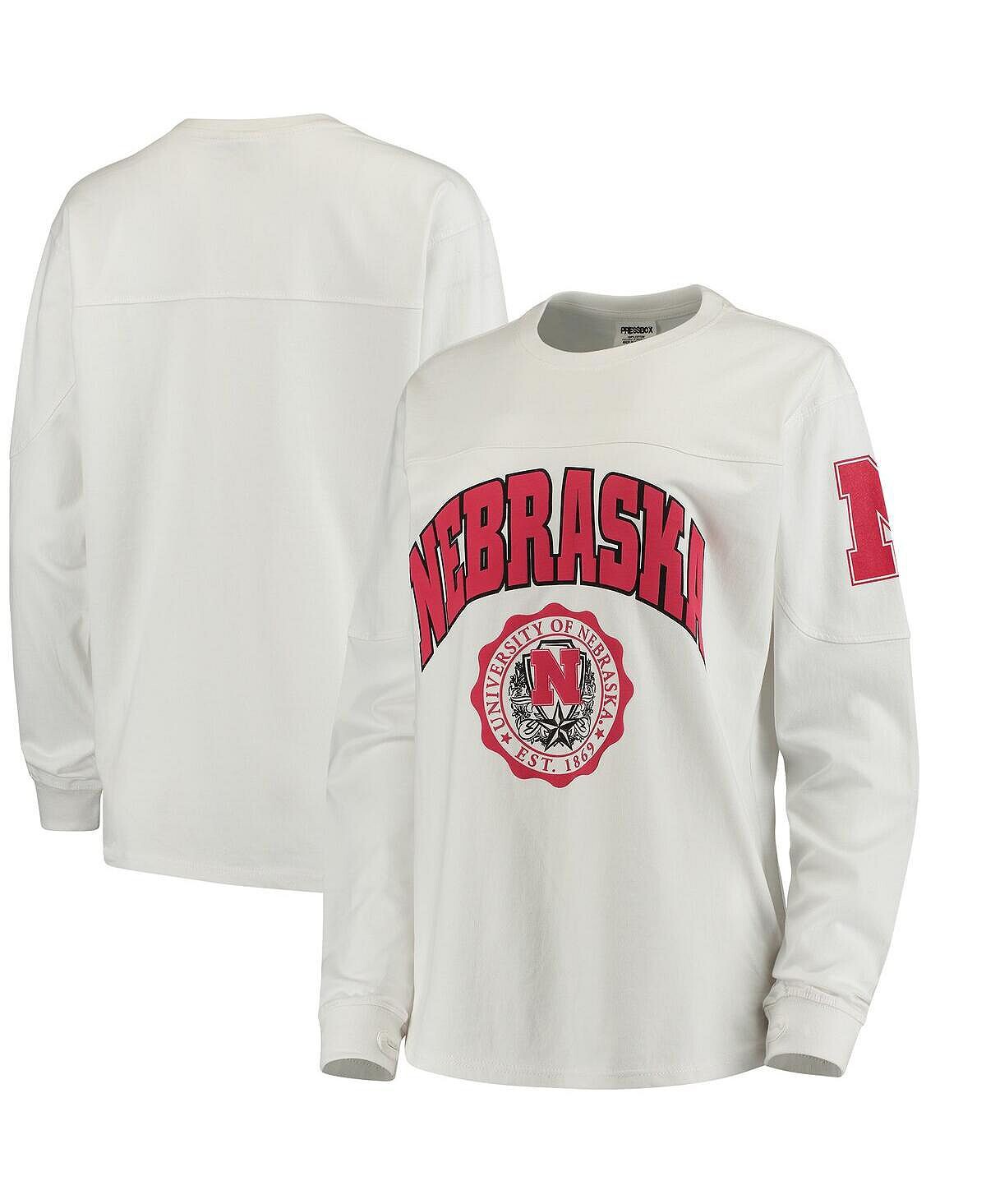 

Женская белая футболка Nebraska Huskers Edith с длинным рукавом Pressbox, белый