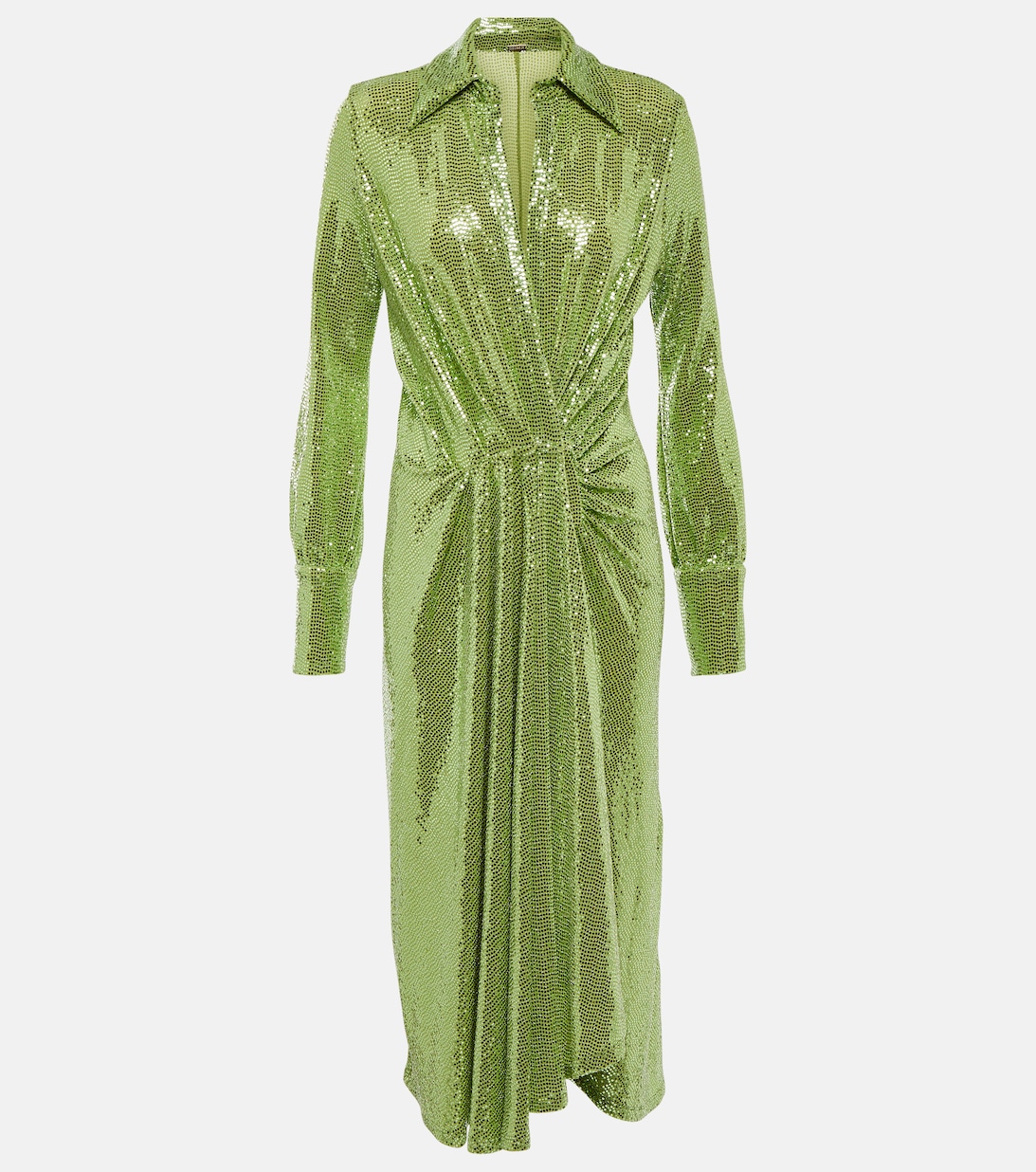 Платье миди Joelle со сборками и пайетками DODO BAR OR, зеленый