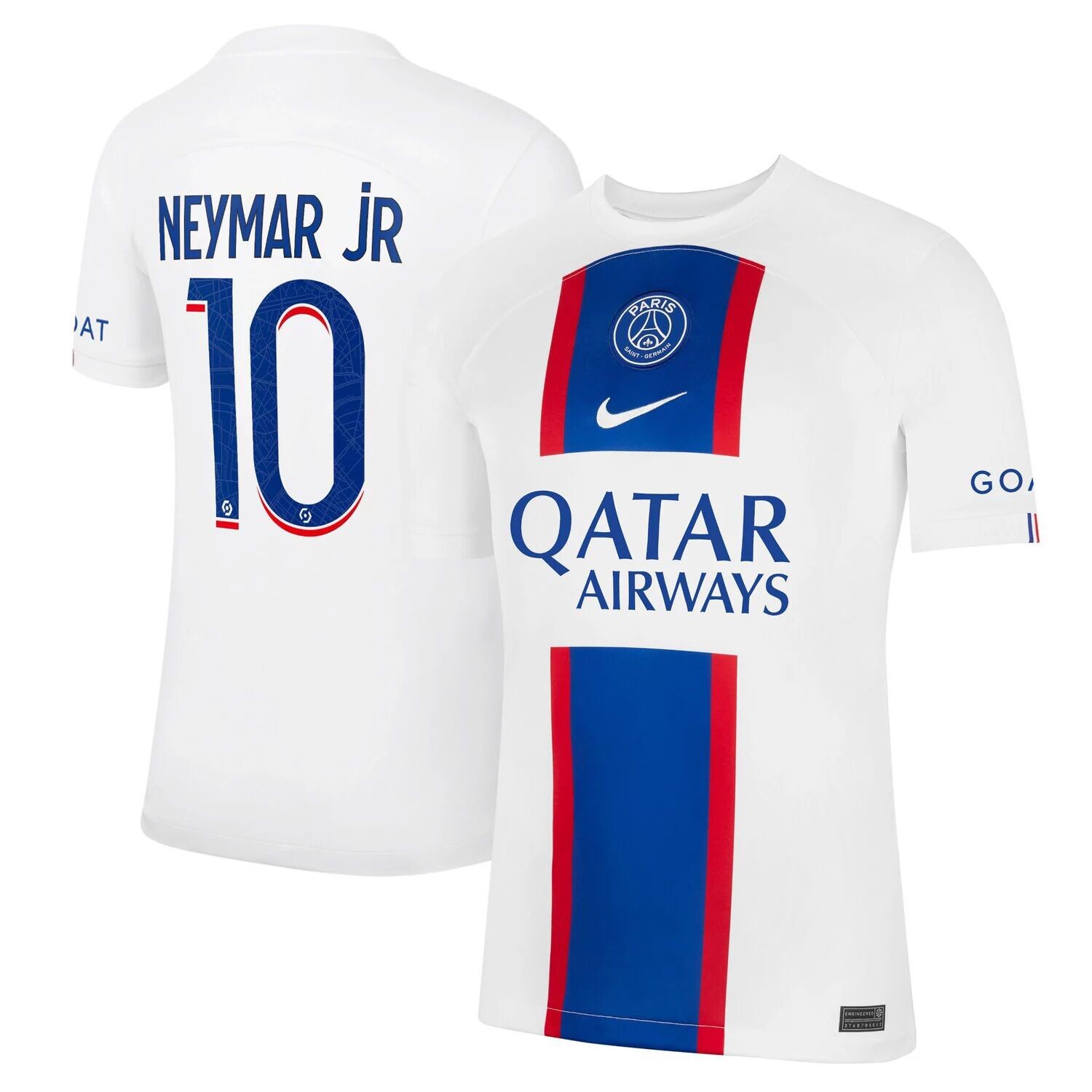

Мужская белая футболка Неймара-младшего Paris Saint-Germain 2022/23 Third Breathe Stadium, реплика игрока Nike, Белый