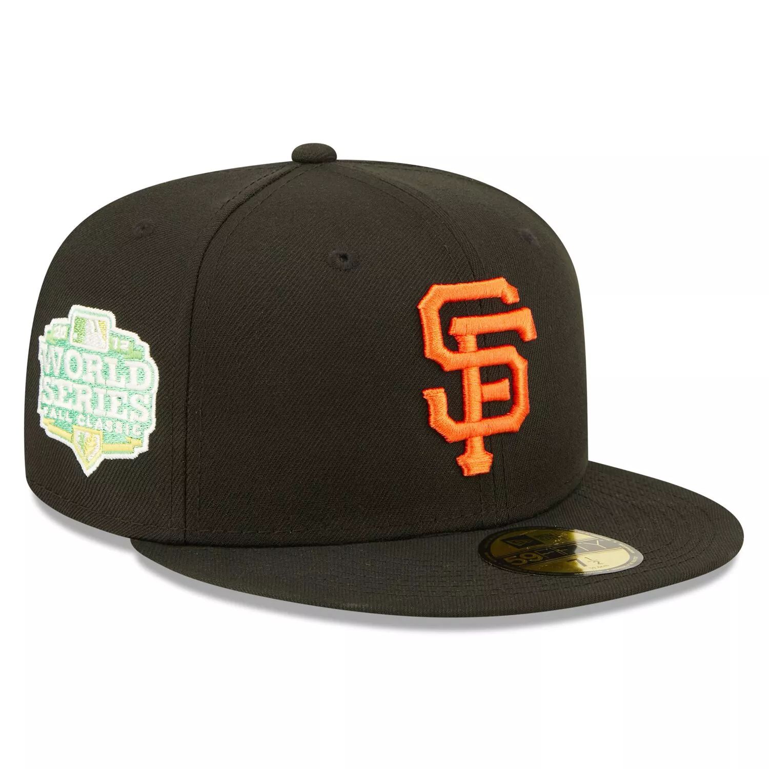 

Мужская облегающая шляпа New Era Black San Francisco Giants 2012 World Series Champions Citrus Pop UV 59FIFTY