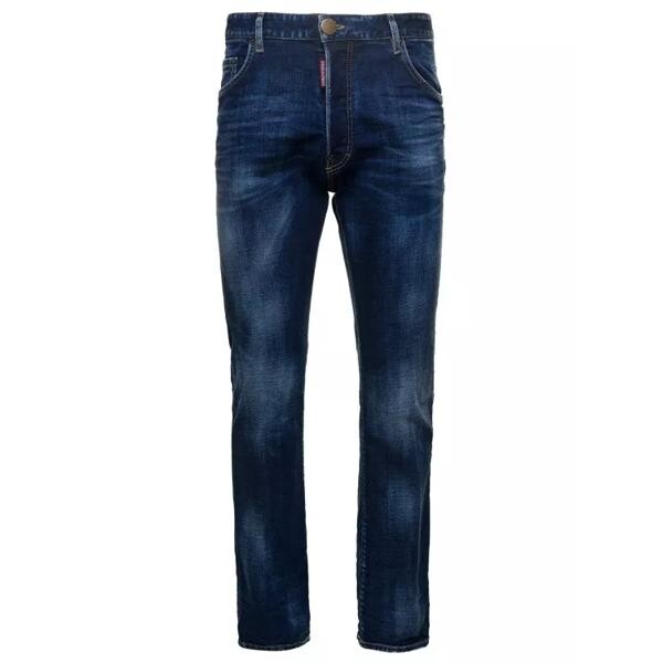

Джинсы straight jeans with logo patch and faded effe Dsquared2, синий