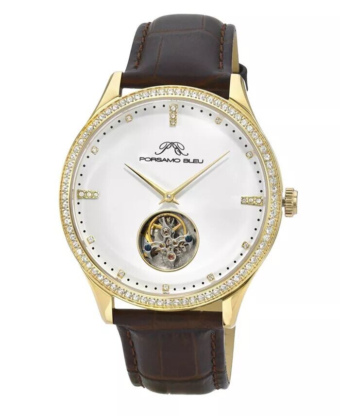 

Мужские часы William Tourbillion Gold Tone & Brown 1301BWIL Porsamo Bleu, коричневый