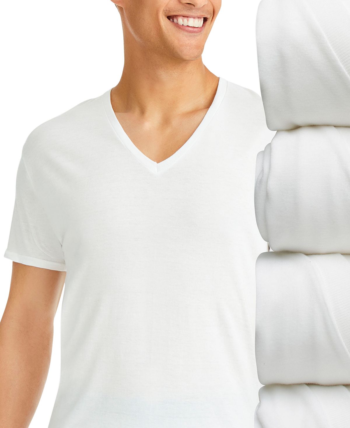 цена Мужской Ultimate, 4 шт. Влагоотводящие эластичные футболки с V-образным вырезом Hanes