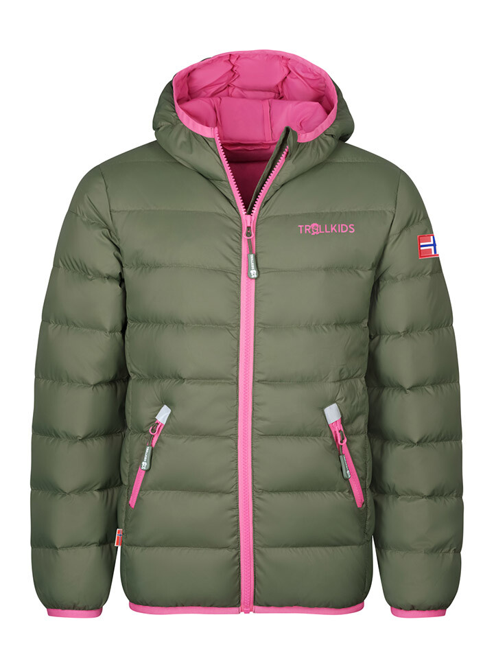 Пуховик Trollkids Dovrefjell, хаки пуховик trollkids jacke dovrefjell цвет blau antikrosa