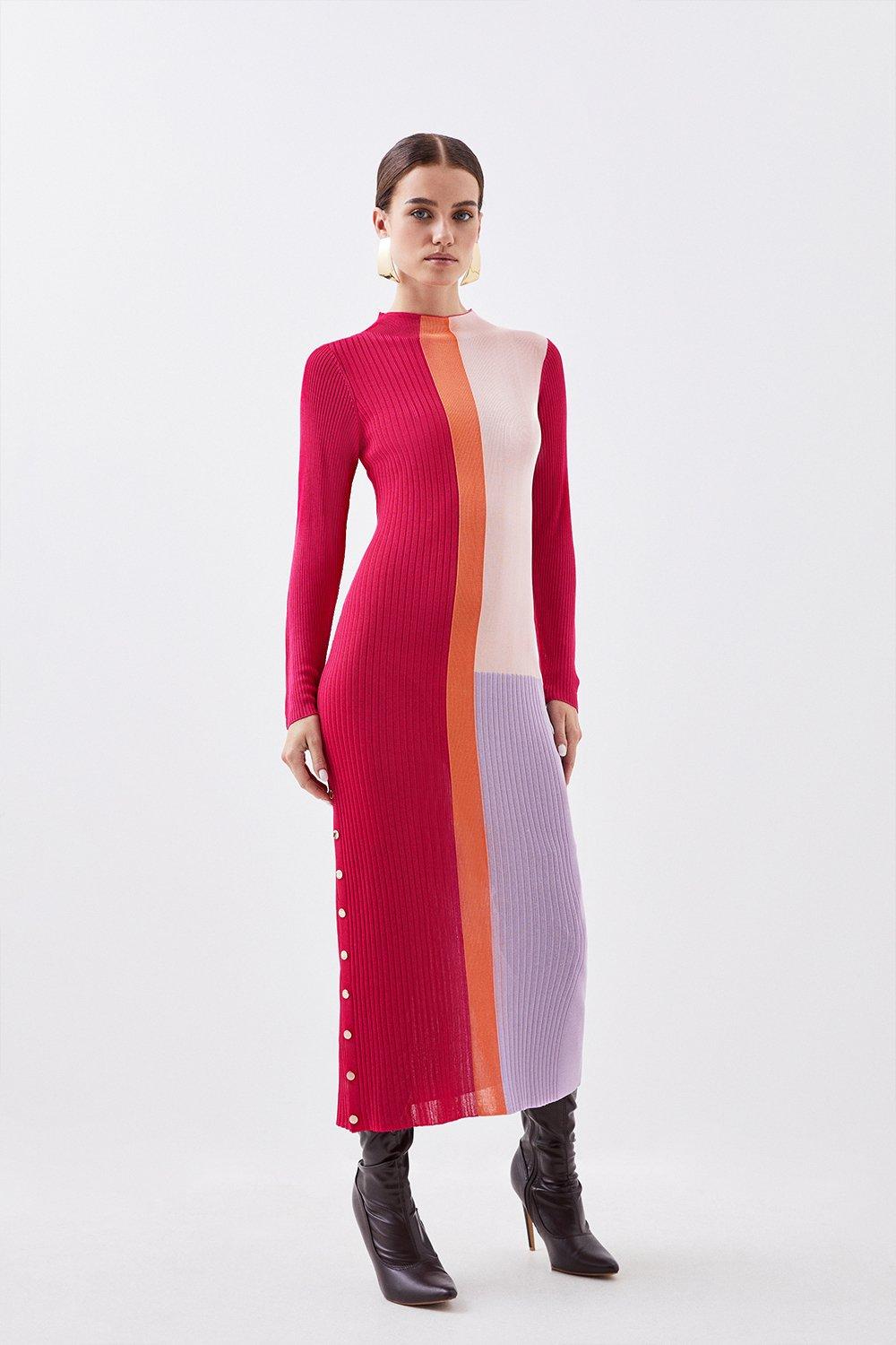 Миниатюрное прозрачное трикотажное платье мидакси из смесовой вискозы Karen Millen, розовый цена и фото