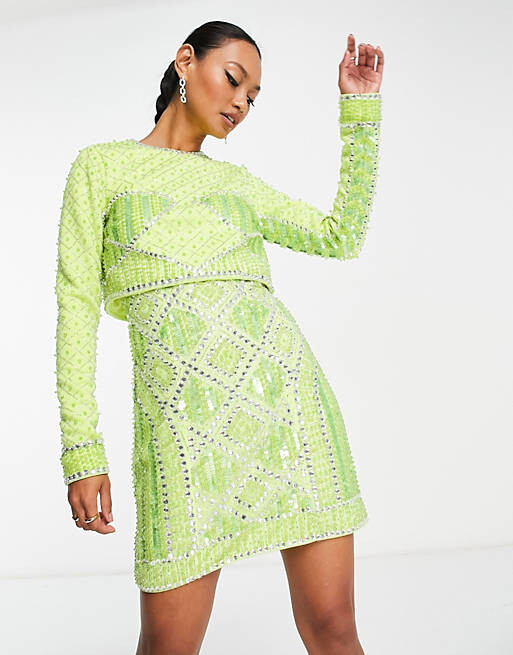 

Светло-зеленое платье мини со съемными пайетками ASOS DESIGN 2 в 1, Зеленый