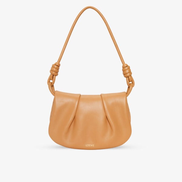 

Плиссированная кожаная сумка-саквояж Paseo Loewe, цвет warm desert