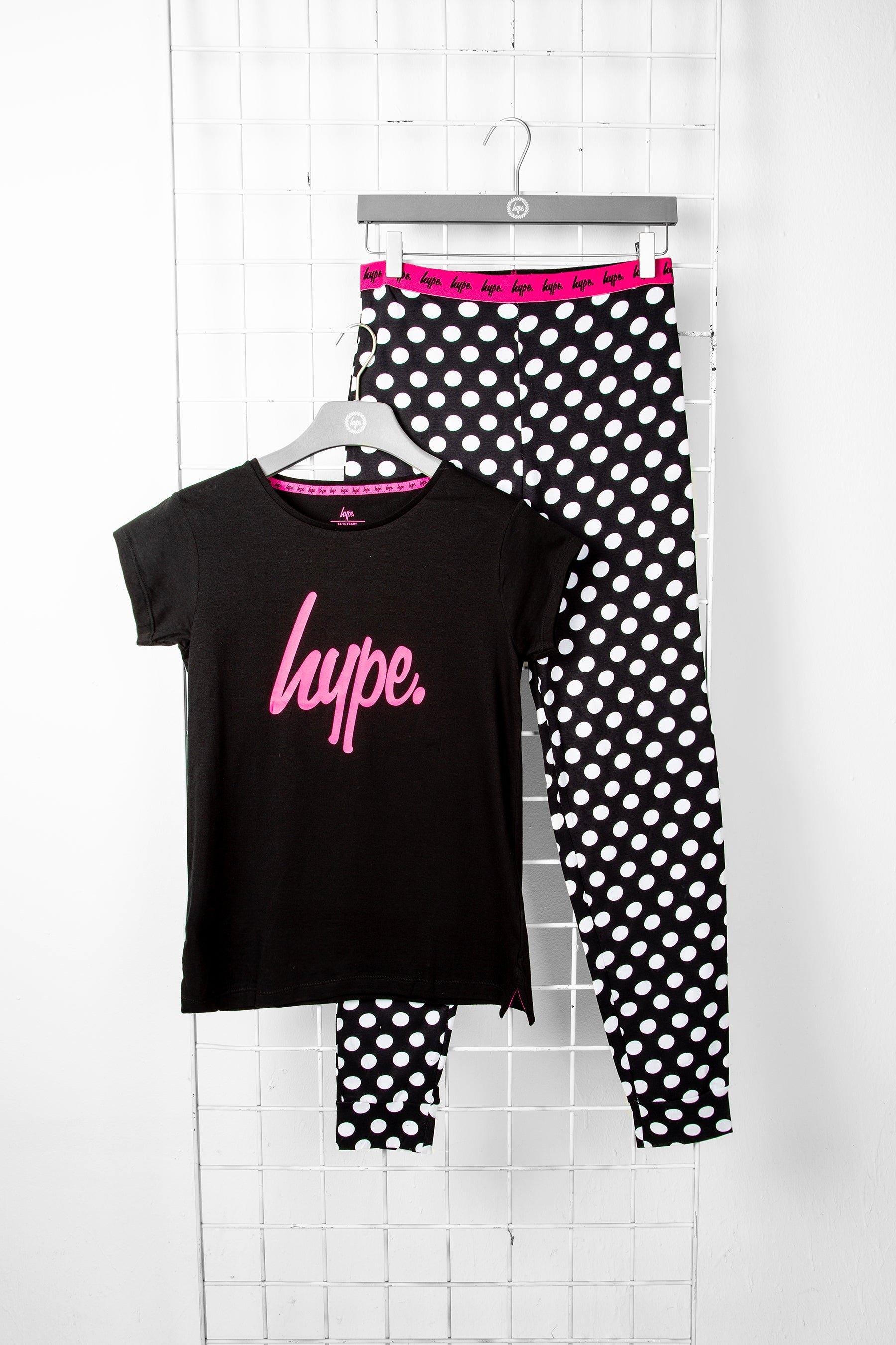 1 упаковка пижамы с напуском и манжетами на штанинах, черный цвет Hype, черный