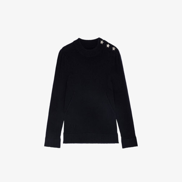 

Кашемировый джемпер Betson с бриллиантами Zadig&Voltaire, цвет encre