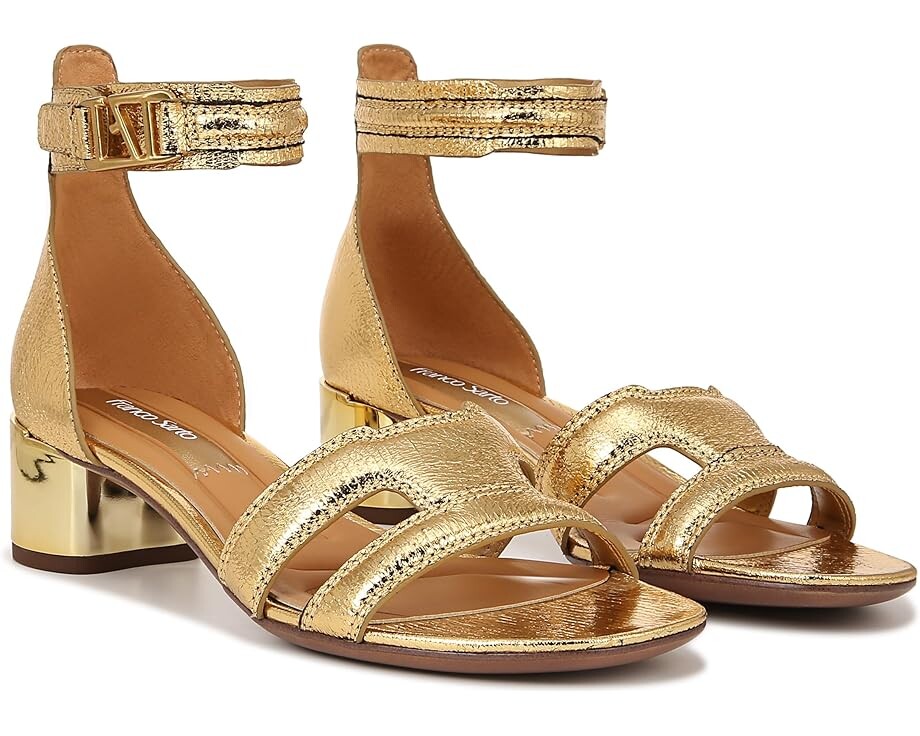 Туфли Franco Sarto Nora Ankle Strap Low Block Heel Sandals, золотой