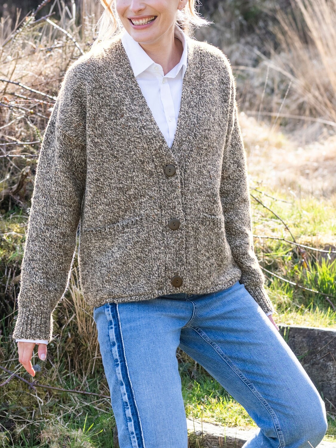

Твидовый кардиган из альпаки Celtic & Co., Уголь