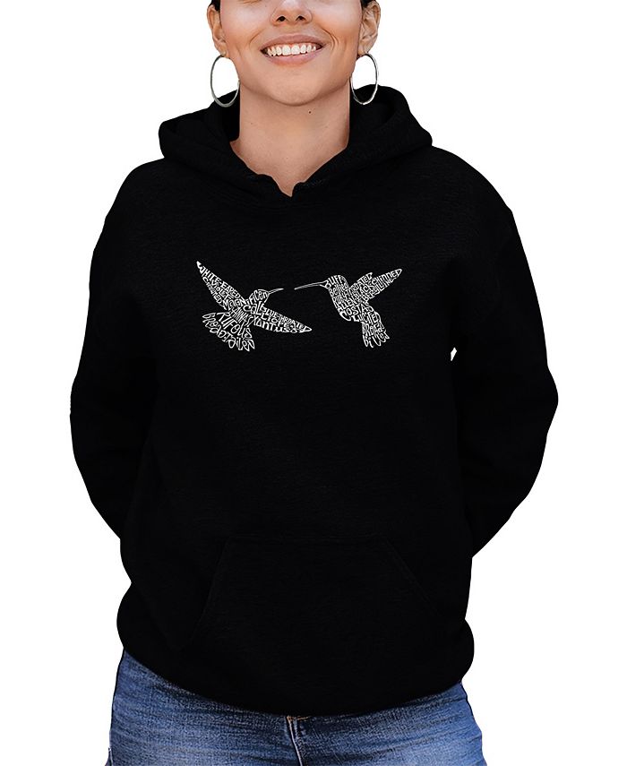 цена Женская толстовка с капюшоном Hummingbirds Word Art LA Pop Art, черный