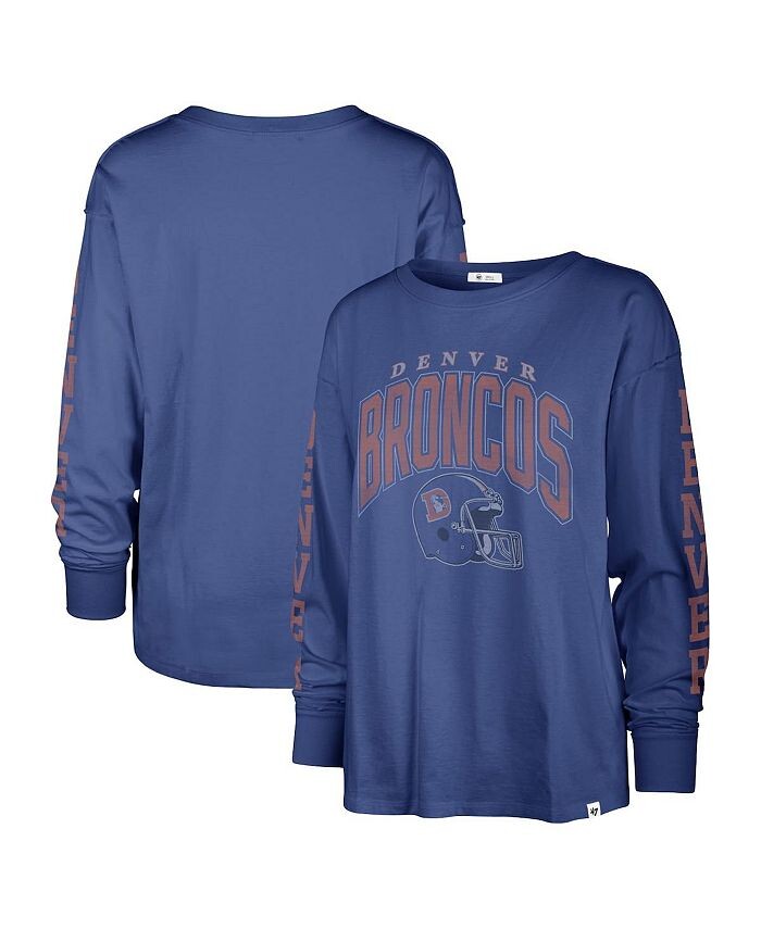 

Женская рваная футболка Royal Denver Broncos Tom Cat с длинным рукавом '47 Brand, синий