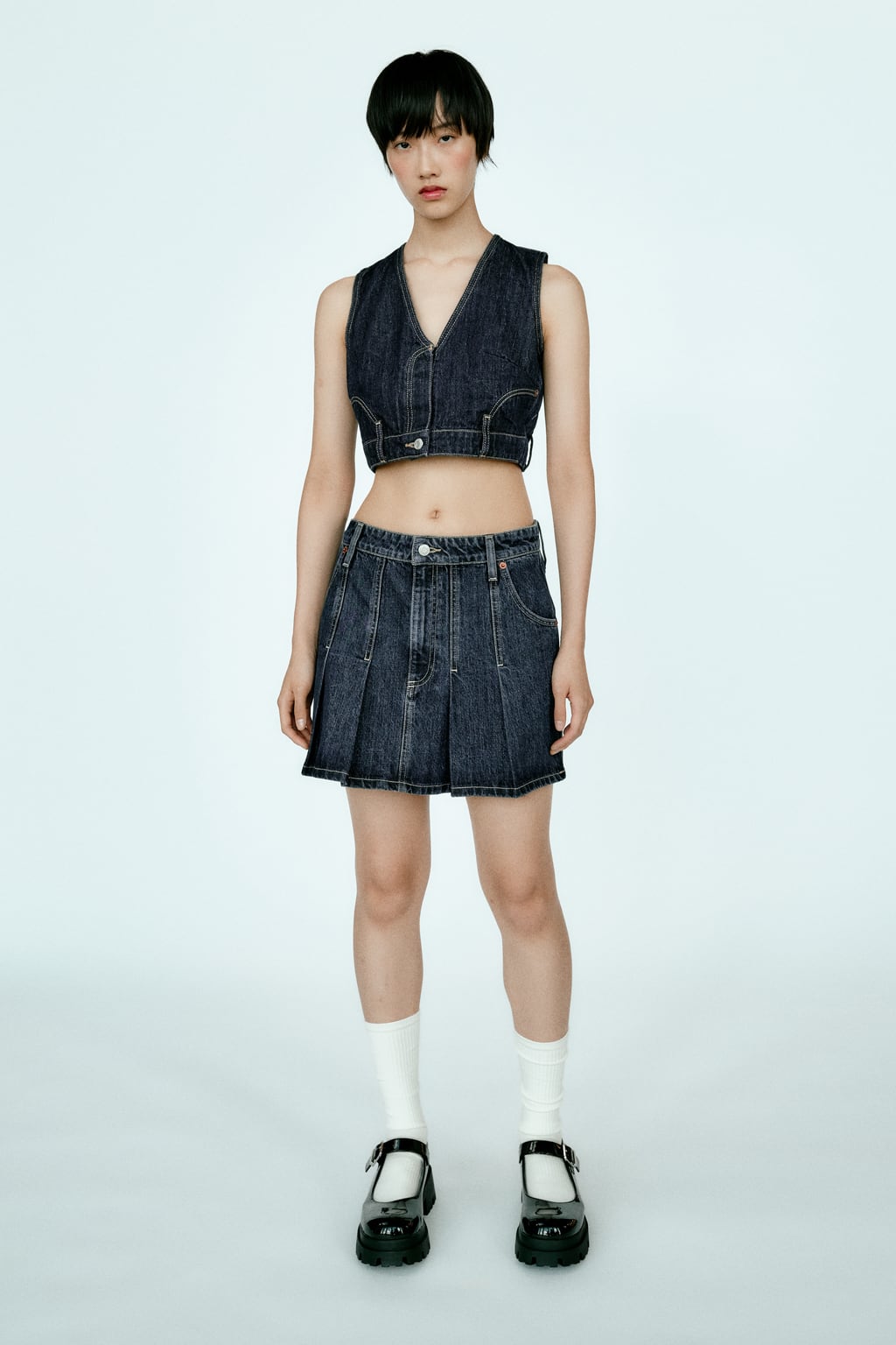 

Джинсовый жилет Trf ZARA, синий