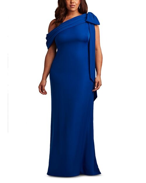 

Креповое платье плюс на одно плечо Tadashi Shoji, цвет Blue