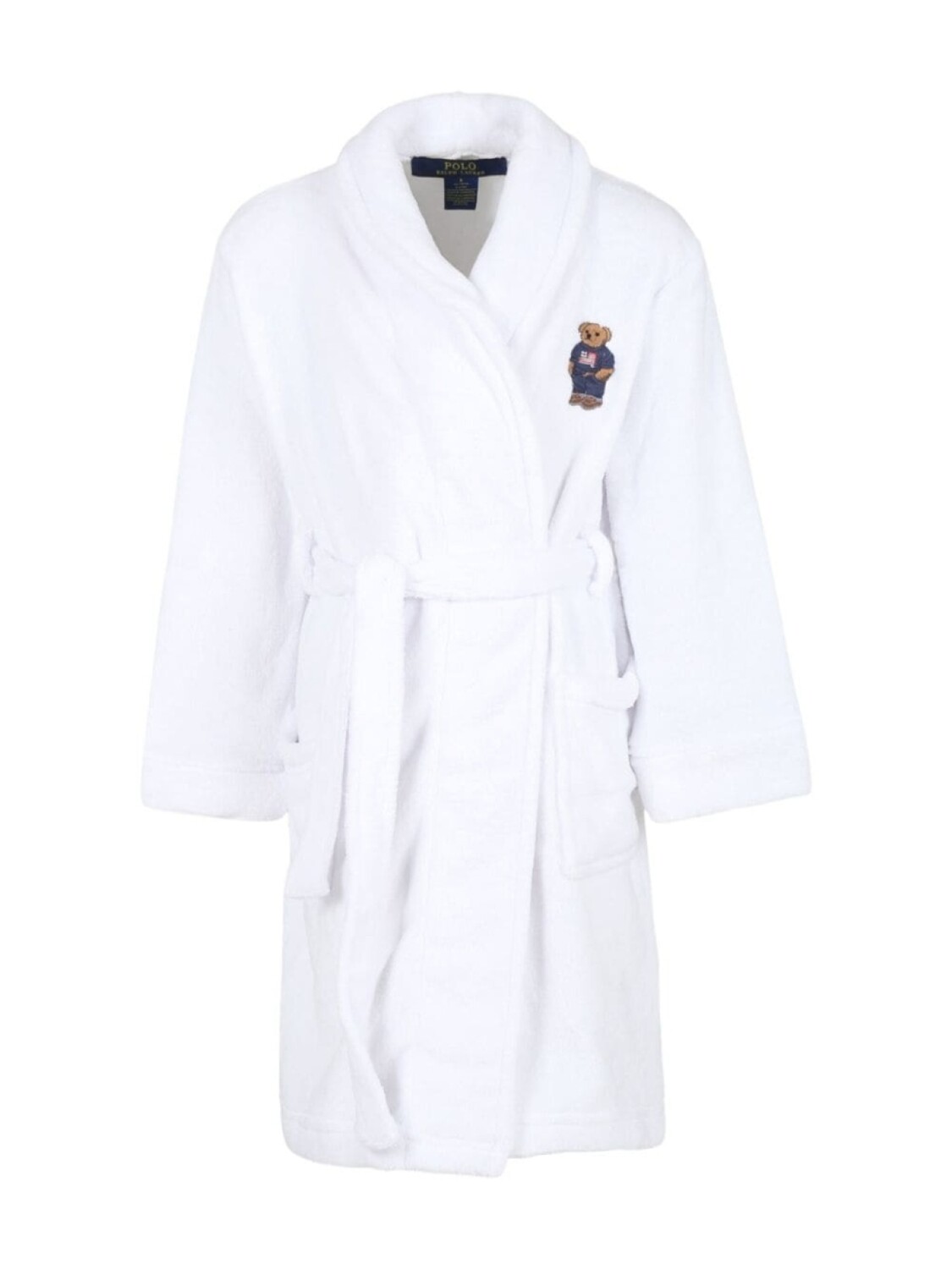 

Махровый халат Ralph Lauren Kids Polo Bear-patch, белый