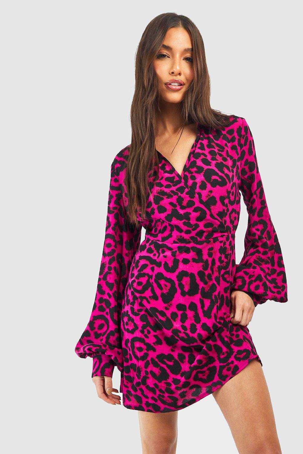 Леопардовое мини-платье-рубашка Boohoo, розовый платье oggi леопардовое 40 размер