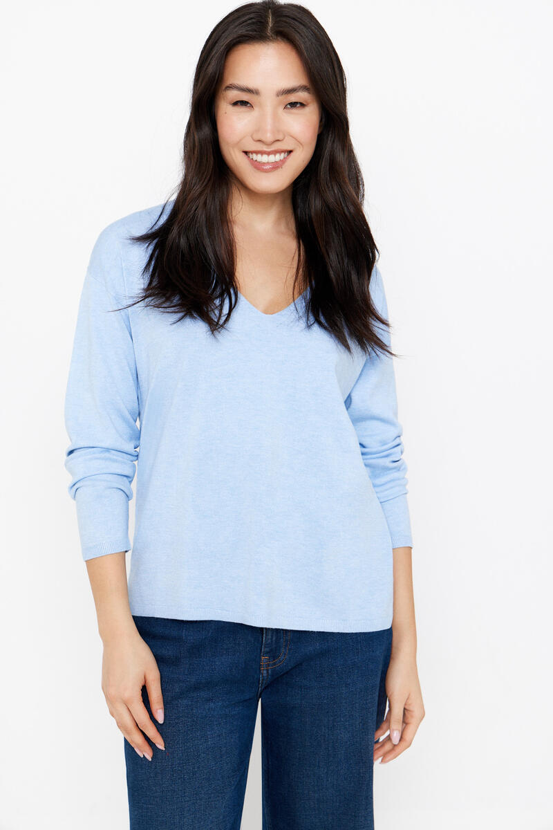 Полосатый свитер с V-образным вырезом Cortefiel, синий футболка в полоску v образный вырез xs белый