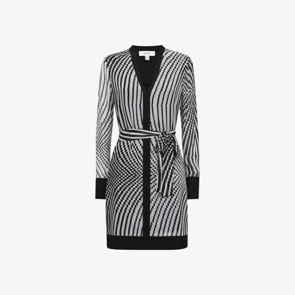 

Тканое платье мини Tia в клетку Reiss, черный