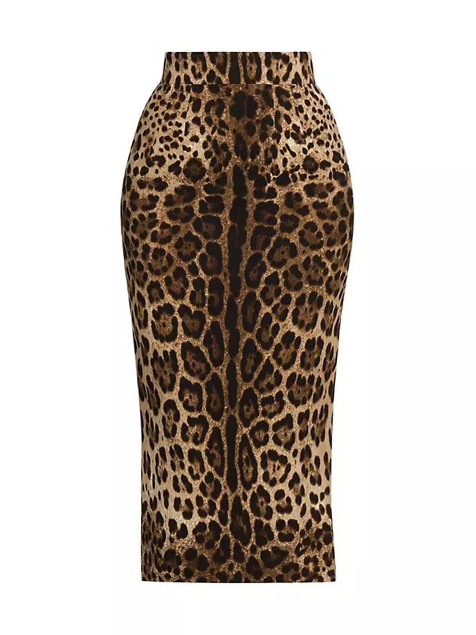 

Шерстяная юбка-миди с леопардовым принтом Dolce&Gabbana, цвет leo new