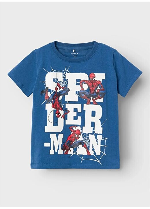 

Темно-синяя мужская футболка с рисунком NMMMAKAN SPIDERMAN SS TOP MAR Name İt, темно-синий